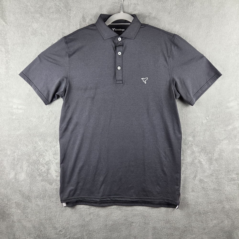 Birddogs Charcoal Gray Golf  Polo Shirt Mens Medium Performance Short Sleeve